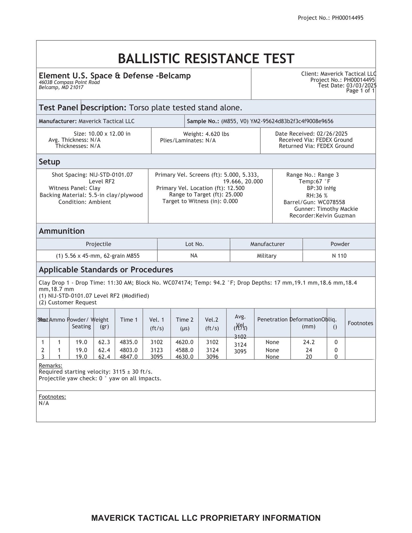 YM2 or YL2 Hybrid Body Armor Plate (Level RF2 / III+ MAX)